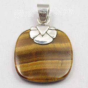 925 Silver TIGER EYE GEMSTONE Pendant