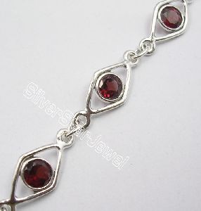 925 Solid Silver GARNET Bracelet