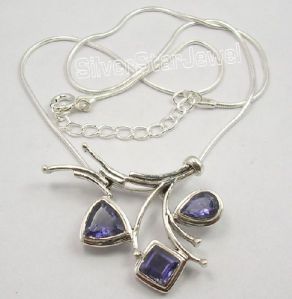 925 Solid Silver IOLITE Necklace