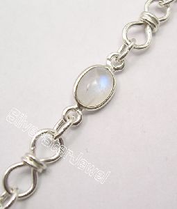 925 SOLID Silver RAINBOW MOONSTONE Bracelet