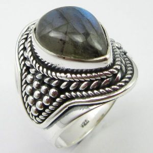 925 SOLID STERLING SILVER LABRADORITE FINGER RING