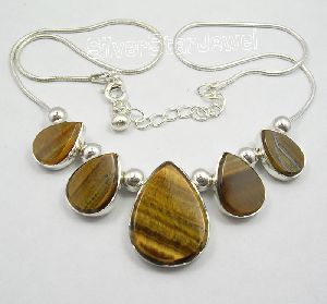 925 Sterling Silver TIGER'S EYE Necklace