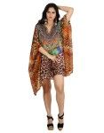 SILK KAFTAN ANIMAL PRINT NECK