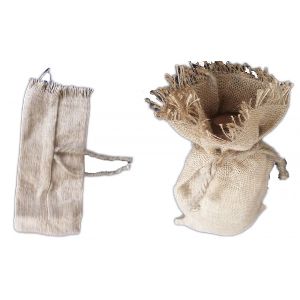 JUTE DRAWSTRING BOTTLE BAG