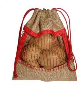 JUTE DRAWSTRING POUCH WITH NET