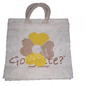 PATCH EMBROIDERY JUTE SHOPPING BAG