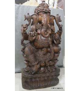 Wooden Ganapathi Statue