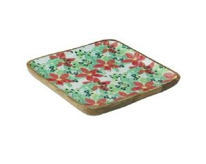 Flower Printed Square Serving Platter