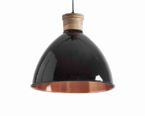 Glossy Black & Copper Pendant Light