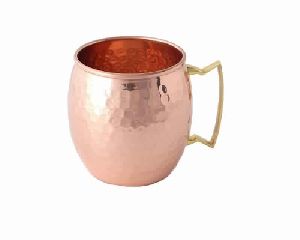 Hammered Copper Mug with Brass Handle