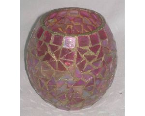 Red Glass Mosaic Votive For Party Decoration