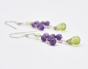 Amethyst Peridot Earrings with Silver