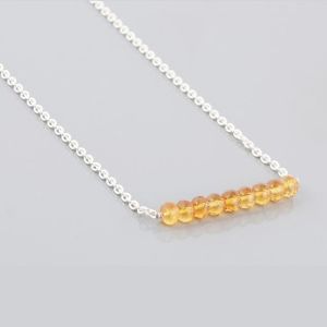 Citrine Bar Necklace with Silver