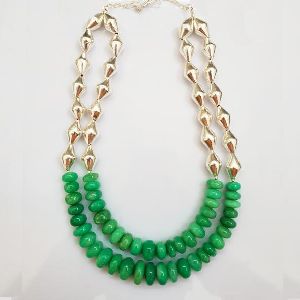 Green Chrysoprase Necklace with Silver