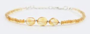 Natural Citrine Bar Saucer Beads Bracelet with Sterling Silver Finding