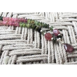 Tourmaline Beads Silver Necklace