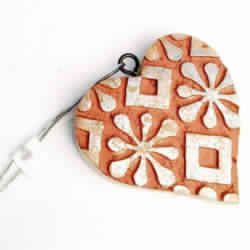 Wooden Heart shape Abstract Printing Christmas Tree Decorative Hanging Ornament