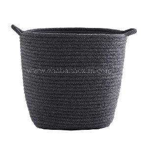 Black Color Laundry Baskets Foldable Cotton Rope Storage Basket