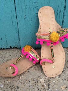 Pompom Flat Sandals