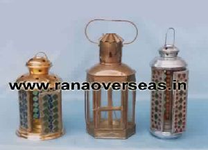 Brass Antique Lantern With Mosaic