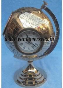 Brass Metal Globe with Four Clocks