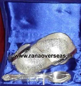 Silver Plated Duck Shape Bowl With Spoon