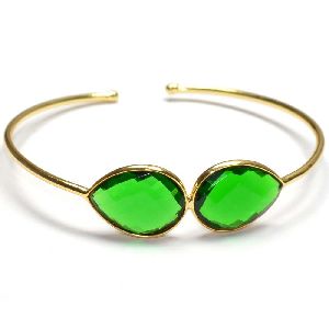 Emerald Hydro Pear Shape Bezel Gemstone Bangle