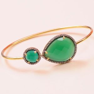 Green Onyx Sterling Silver Bangle