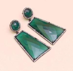 Green Onyx With 925 Sterling Silver Dangle AND Drop Earring