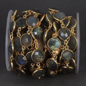 Labradorite Multi Shape Bezel Gemstone Connector Chain