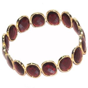 Rubellite Hydro Fancy Shape Plated Bezel Gemstone Bangle