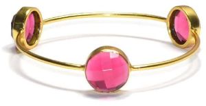 Rubellite Hydro Round Shape Bezel Gemstone Bangle