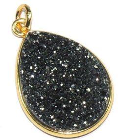 Titanium Black Druzy Pear Shape