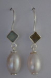 Pearl with Labrodorite Earrings