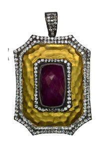 Sterling Silver Pendant with Dyed Ruby