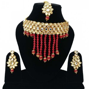 Indian Wedding Designer Gold Plated Kundan Choker Necklace