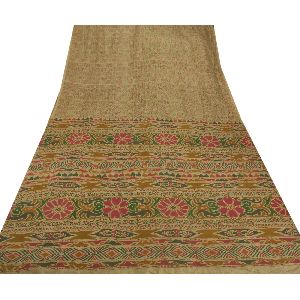 Pure Silk Printed Sari Craft 5 Yard Fabric