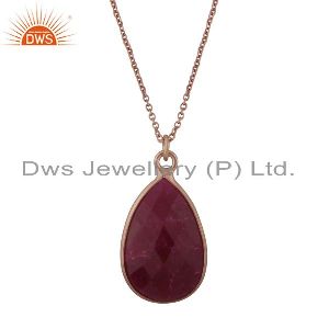 18K Rose Gold Plated Sterling Silver Ruby Bezel Set