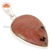 925 Solid Sterling Silver Natural Pink Opal Gemstone Pendant