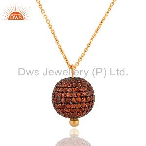 Amazing Orange Sapphire 18k Yellow Gold Pendant Necklace