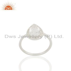 Clear Crystal and White Topaz 925 Fine Silver Ring Jewelry