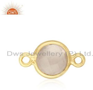 Gold Plated 925 Silver Rose Quartz Gemstone Connector