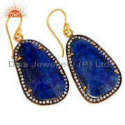 Lapis Lazuli Gemstone Earring Made In 18k Gold Over 925 Sterling Silver Jewelry