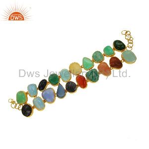 Multi Colored Gemstone Handcrafted Sterling Silver Bracelet