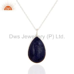 Natural Tanzanite Gemstone Bezel Drop Pendant Necklace