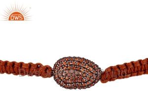 Orange Sapphire 925 Sterling Silver Beads Gemstone Macrame Unisex Bracelet