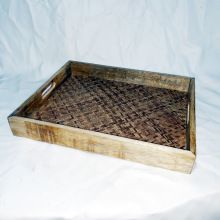 Wood Cane Serving Tray