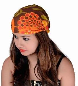 Cotton Printed Brown Color Hair Band