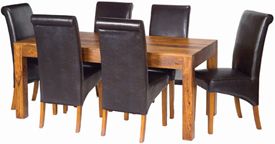 Sheesham Wood Cube Dining Set With Leather Chair