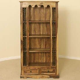 Sheesham Wood Jali Bookcase with Two Drawer